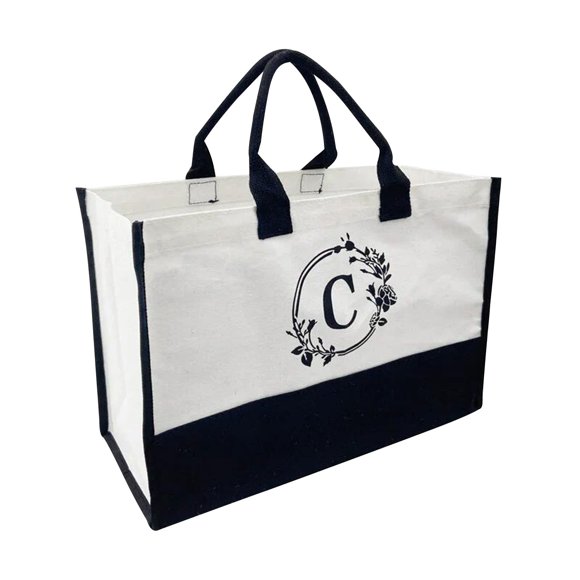 Personalized Tote Bags for Women Womens Fashion Canvas Handbag Cotton Canvas Letter Beach Bag Fashion European and American Fashion Handbag Canvas Shopping Bag Monogram Tote Bags for Women