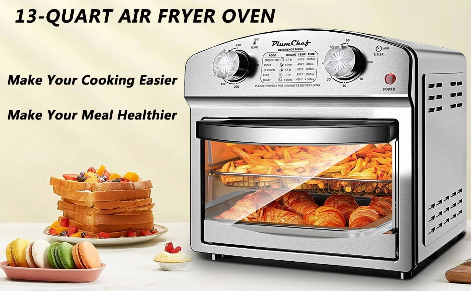 12.5 Quart 7-in-1 Convection Toaster Oven, 1500W, Stainless Steel, with 5 Pre-Set Menus – Roast, Bake, Grill, Broil, Toast, Dehydrate & Defrost, Silver