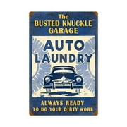 Busted Knuckle BUST002 16 x 24 in. Auto Laundry Vintage Metal Sign