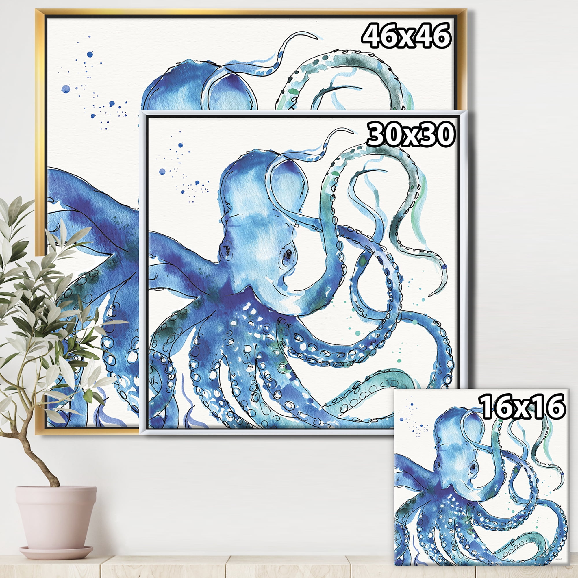 Designart ' Blue Deep Sea VIII ' Coastal Framed Canvas