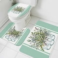 thumbnail image 3 of Eucalyptus Green Bath Mat 3 Piece Bathroom Rug Set, Stripes Bottle Flower Cactus Plant Non Slip Bath Rug Contour Mat and Toilet Lid Cover, Absorbent Shower Mats Soft Bath Rugs and Mats Sets, 3 of 8
