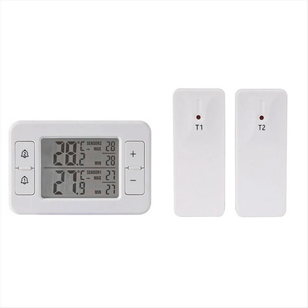 Transmisión Inalámbrica Termómetro LCD Alarma Digital Refrigerador Congelador Sensor Electrónico de Temperatura Interior Exterior