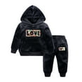 thumbnail image 2 of Godderr 2pcs Kids Baby Boys Girls Fleece Sweatsuit Sweatpants Set 9M-8Y Hoodie Track Suits Newborn Thick Sweat Suits Outfit，Toddler Solid Sweatsuit Jogger Pants Set, 2 of 7