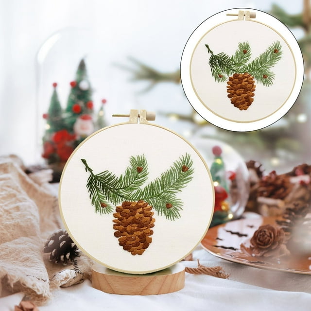 SuChun Quilting Squares Christmas Embroidery KIT Adults Kids DIY Handmade Hand Embroidery Kits With Stamped Embroidery Pattern For Christmas Embroidery Kits For Adults Beginners