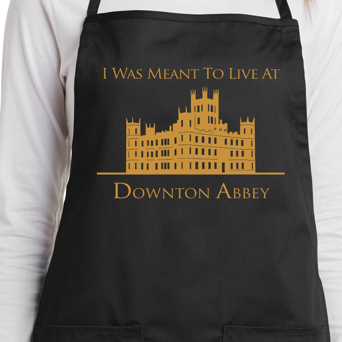 I Was Meant To Live at Downton Full Length Cotton Blend Apron-Black