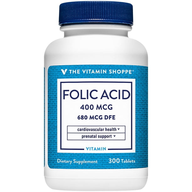 The Vitamin Shoppe Folic Acid 400MCG, Supports Prenatal Fetal