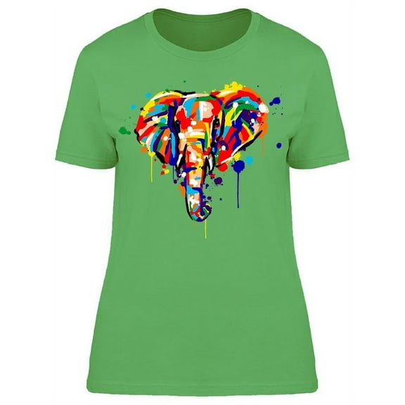 Elephant Color Brush Strokes T-Shirt Women -Image by Shutterstock, Female Medium