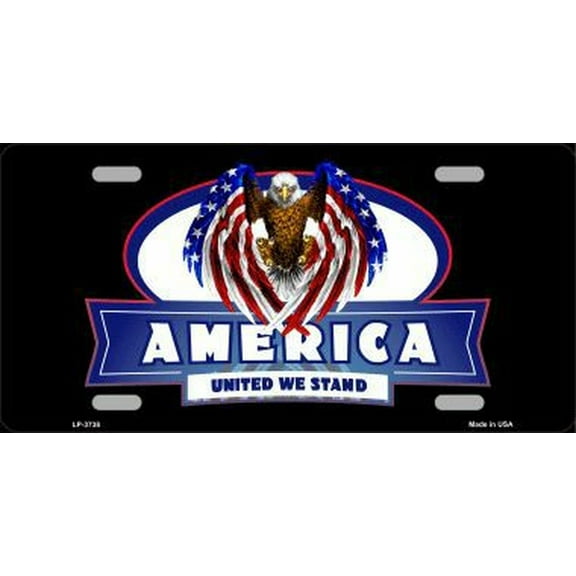America United We Stand Metal Novelty License Plate Tag