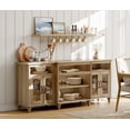 thumbnail image 3 of WAMPAT Farmhouse TV Stand with 4-Door Glass, Oak Entertainment Center Table for Living Room, 3 of 10