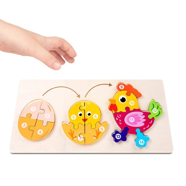 Juegos de Rompecabezas de Madera, Juguetes Educativos de Aprendizaje Temprano, Rompecabezas de Madera de Animales para de 4 años de Edad Polluelo Macarena Rompecabezas Montessori