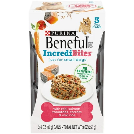 UPC: 0017800159524 | Purina Beneful Incredibites Wet Dog Food for Small Adult Dogs Real Salmon 3 oz. Cans (24 Pack)