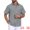 Gray, variant on DARING DIVA Men's Plain Linen Short Sleeve Contrast Color Collar Shirts M Gray