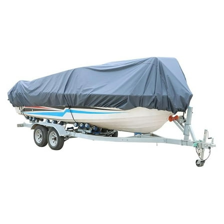 Heavy Duty 600D Marine Polyester Grade Canvas Trailerable Boat Cover Replacement for V-Hull, Tri-Hull, Runabout Boat Cover (Gray,Model C - Length: 17-19ft Beam Width: up to 96")