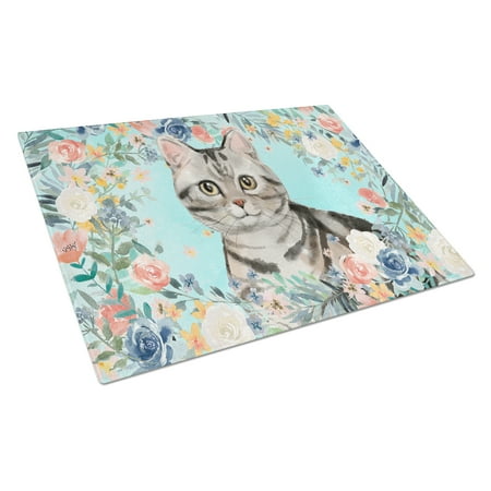 

Carolines Treasures CK3388LCB Shorthair Spring Flowers Glass Cutting Board Large 12H x 16W multicolor