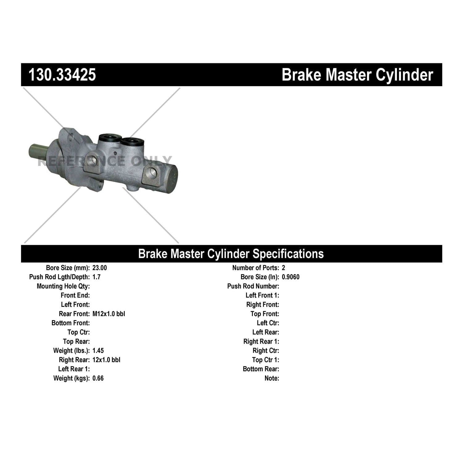 Centric 130.33425 Brake Master Cylinder