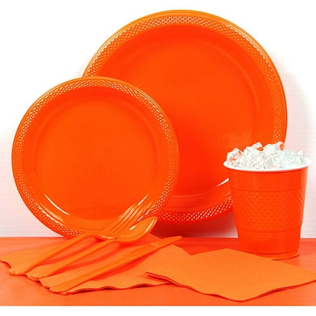 Orange Plastic Tableware Party Pack for 20