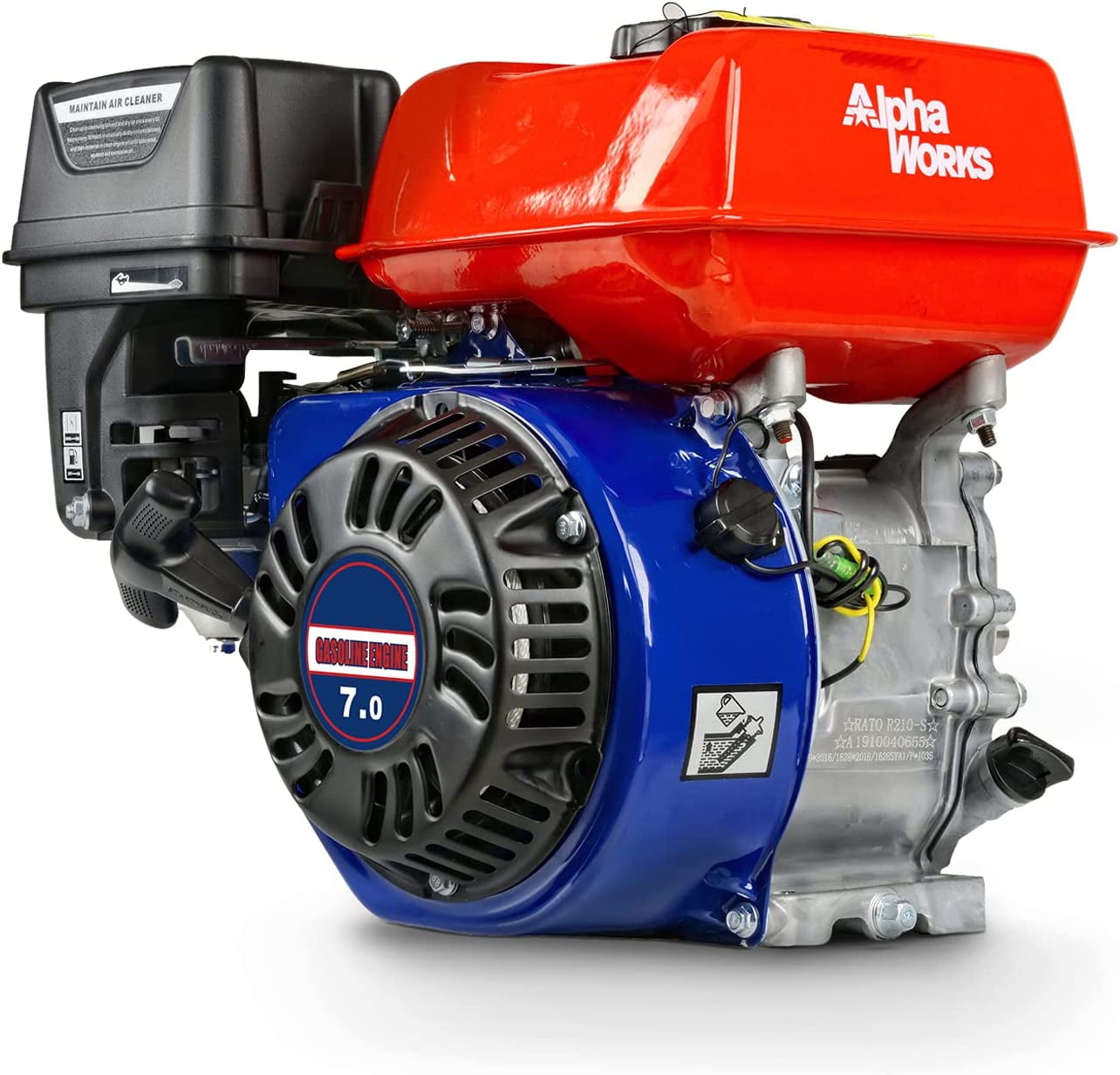 AlphaWorks Gas Engine 4Stroke 7HP 209CC, 8.8 Ft. lbs. Torque