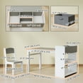 thumbnail image 3 of Qaba Kids Table and Chair Set with Paper Roll, Craft Table, Grey, 3 of 10