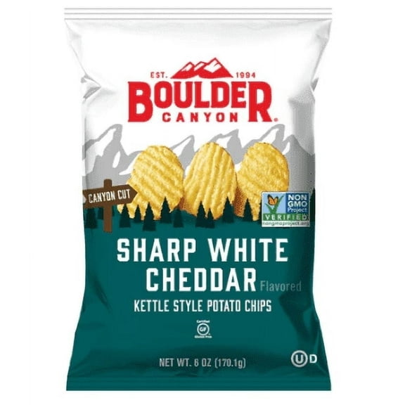 Boulder Canyon Kettle Style Potato Chips Sharp White Cheddar 6 oz Pack of 2