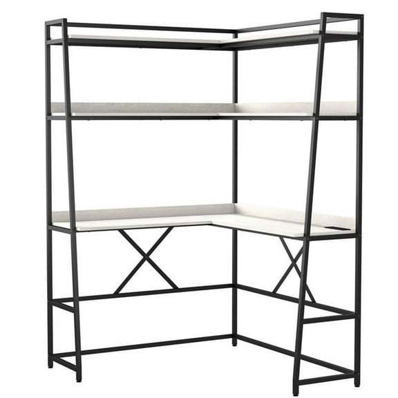 Furniture of America Narvay Metal Corner Writing Desk with USB in Oak