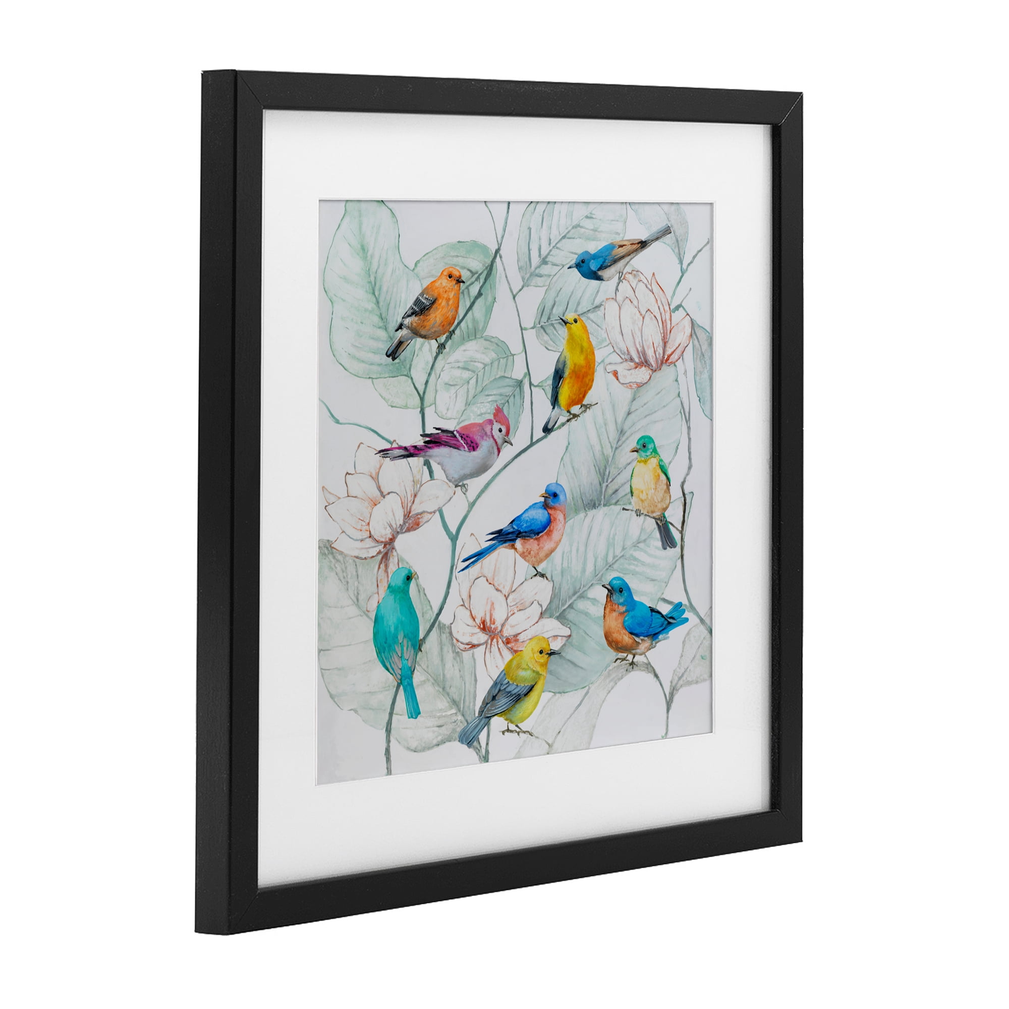 Stupell Industries Colorful Array Of Birds Black Framed Print Under Glass, design by Lorenzo Collective