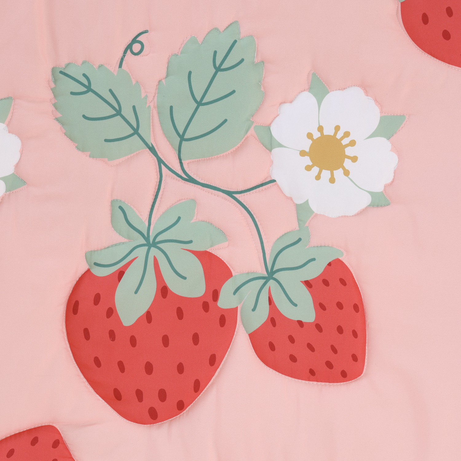 The Peanutshell Strawberry Sweet 3-Piece Baby Crib Bedding Set with Quilt Blanket, Crib Sheet, and Skirt