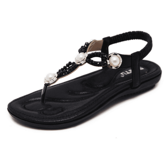 Summer women sandals, flat sandals, color: black, size: 40