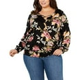 thumbnail image 4 of Style & Co. Blouse Smockée pour Femmes, Noir, Grande Taille, 1X, 4 of 6