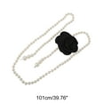 thumbnail image 3 of Unique Bargains 1 Pc Waist Chain Faux Pearls Adjustable Waist Cord for Women Black Beige, 3 of 6
