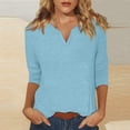 thumbnail image 2 of Short Sleeve Womens Tops Spring Neck Casual Print Tunic T Shirts Womens Tops Women Blue Imitation Cotton T Shirt Women's Long Sleeve T-Shirt(XL), 2 of 4