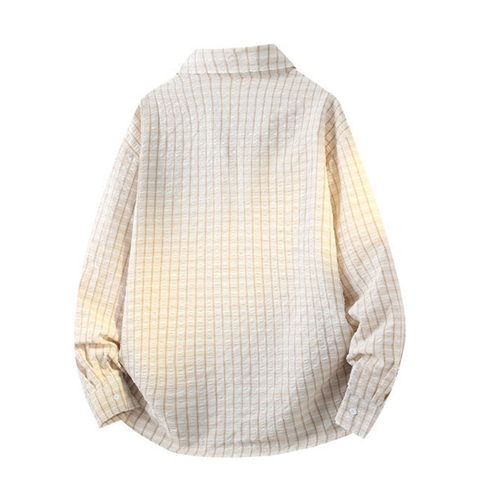 Dolkfu Shirt for Men Button Down Vintage Plaid Shirt Loose Fit Lapel Long Sleeve Men's T-Shirts XL