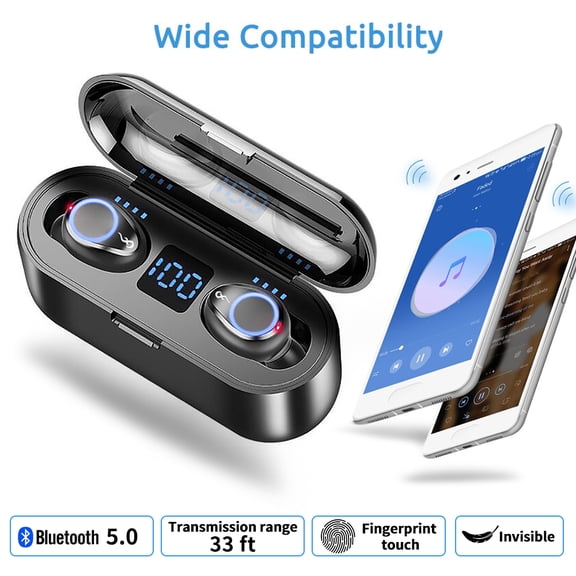 Wireless Earbuds,Bluetooth 5.0 True Wireless Bluetooth Earbuds, with bass 3D Stereo Sound Wireless Headphones, Built-in Microphone LED Digital Shows Charging Charge,2000mAh Power Bank Headset