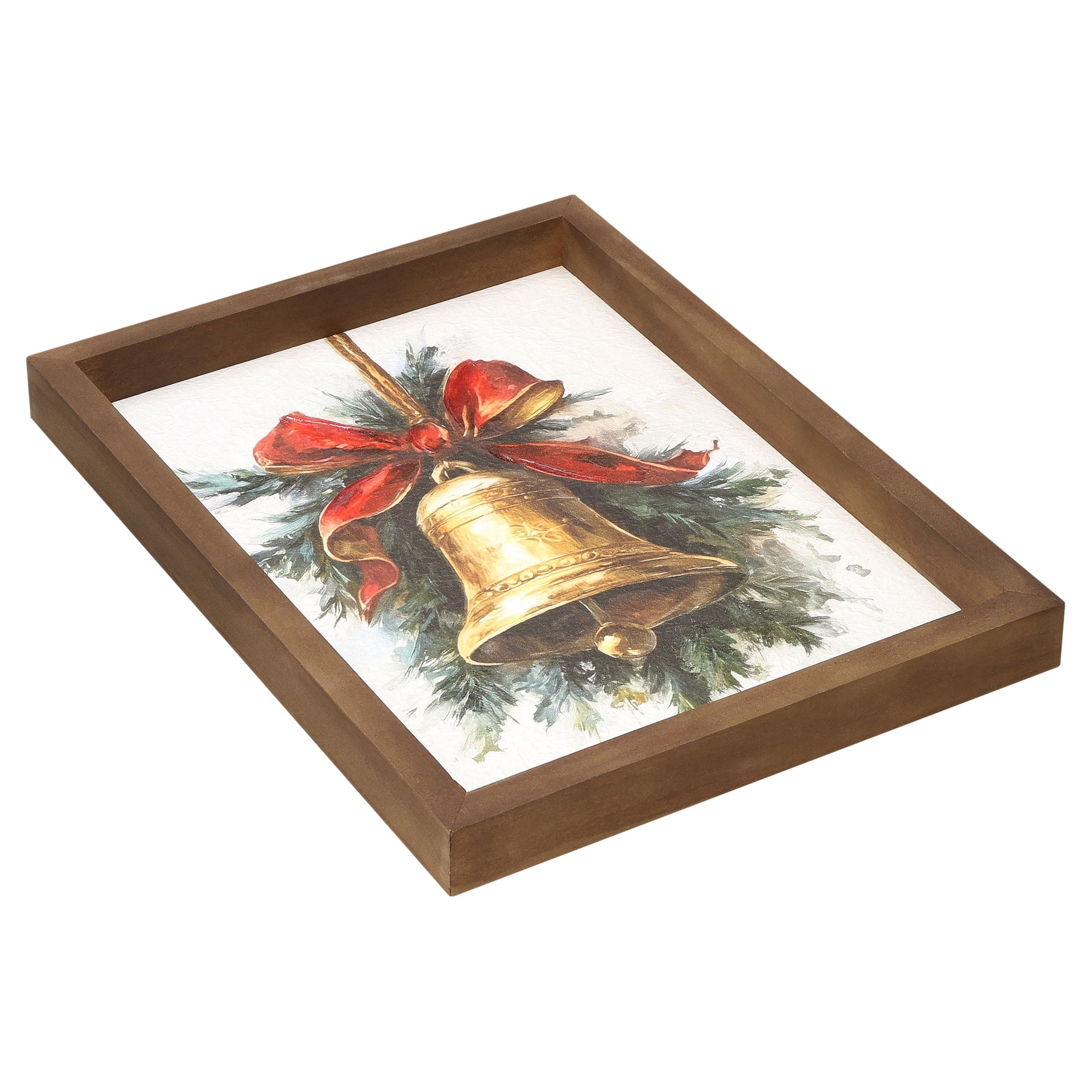 Bell with Ribbon Framed Christmas Wall Art, Multicolor, 9" x 12", by Holiday Time