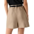 thumbnail image 4 of Sewkxo Womens Casual Elastic Waist Wide Leg Suit Shorts Summer Dressy Work Shorts with Pockets,Khaki S, 4 of 8