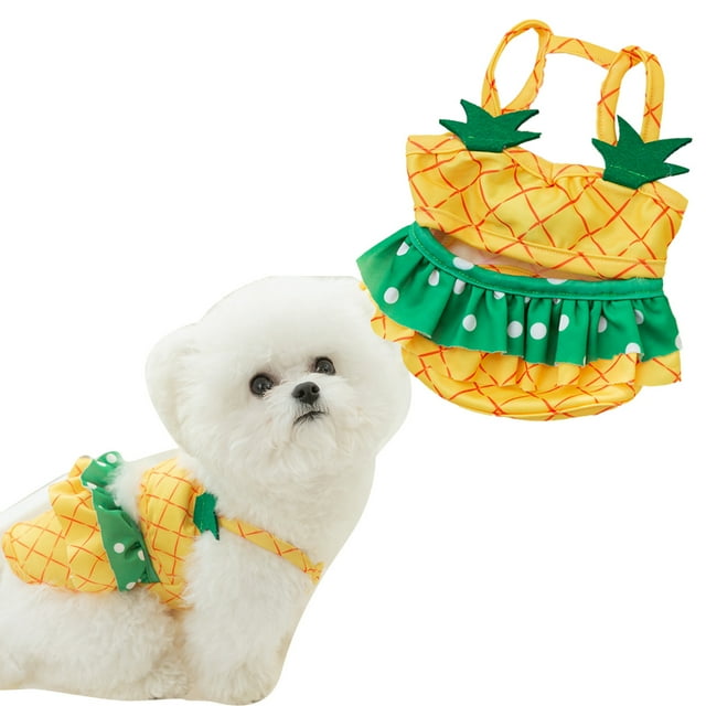 Traje de baño para perros, bikini de verano, ropa para perros, traje de baño de playa, traje de baño para cachorros, camisa para mascotas para perros pequeños (piña amarilla)