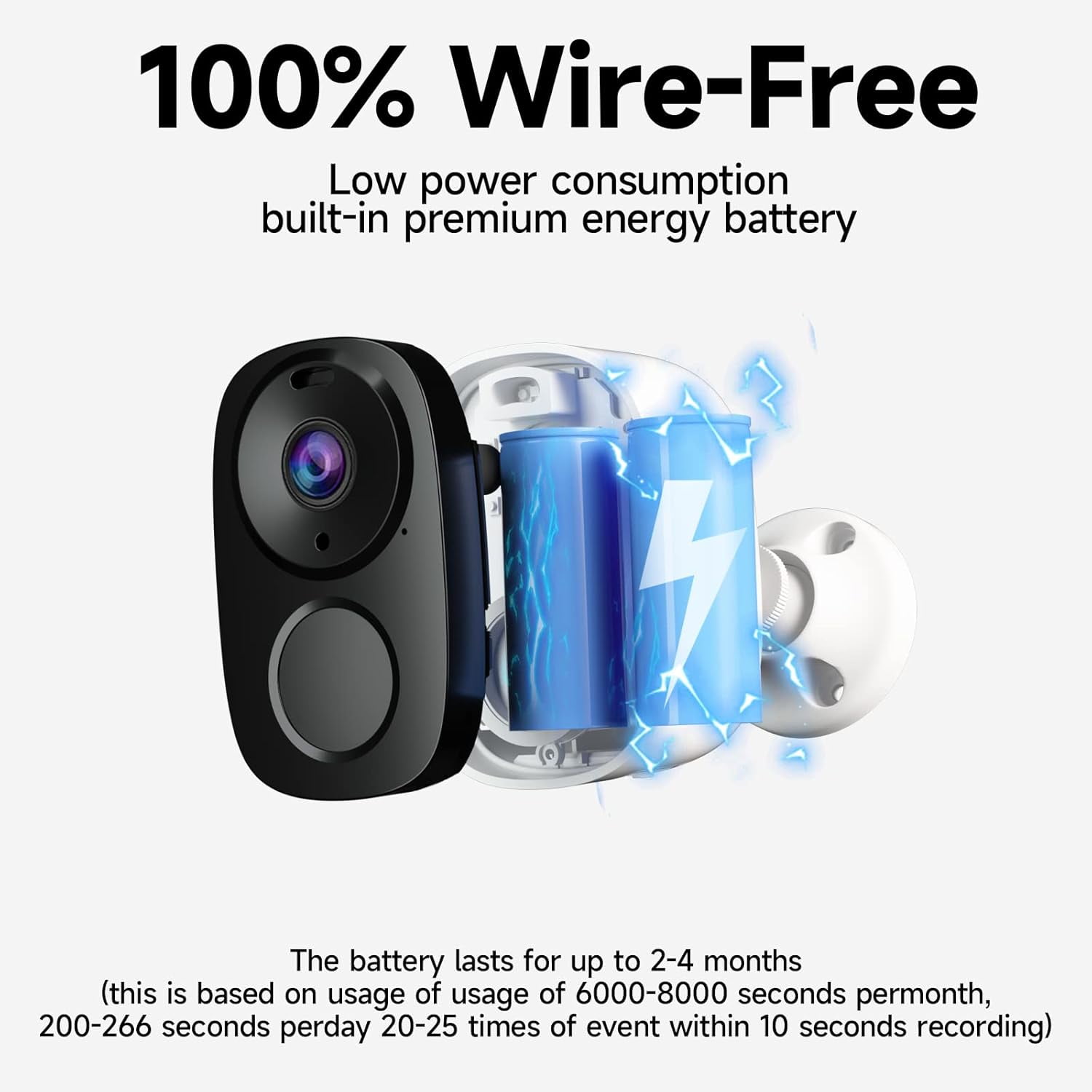 2K Security Camera Wireless Outdoor, Solar Battery Powered, 2.4G/5G WiFi, AI Motion Detection with Spotlight Siren Alarm, Color Night Vision, IP66 Waterproof, 2-Way Audio