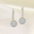 thumbnail image 4 of Diamond Dangle Earring | 1 Ct IGI Certified Round Shape Lab Grown Diamond Dangle | 14K Yellow Gold | Freyde Double Halo Lab Diamond Earring | Prong Setting | FG-VS1-VS2 Quality | Friendly Diamonds, 4 of 6