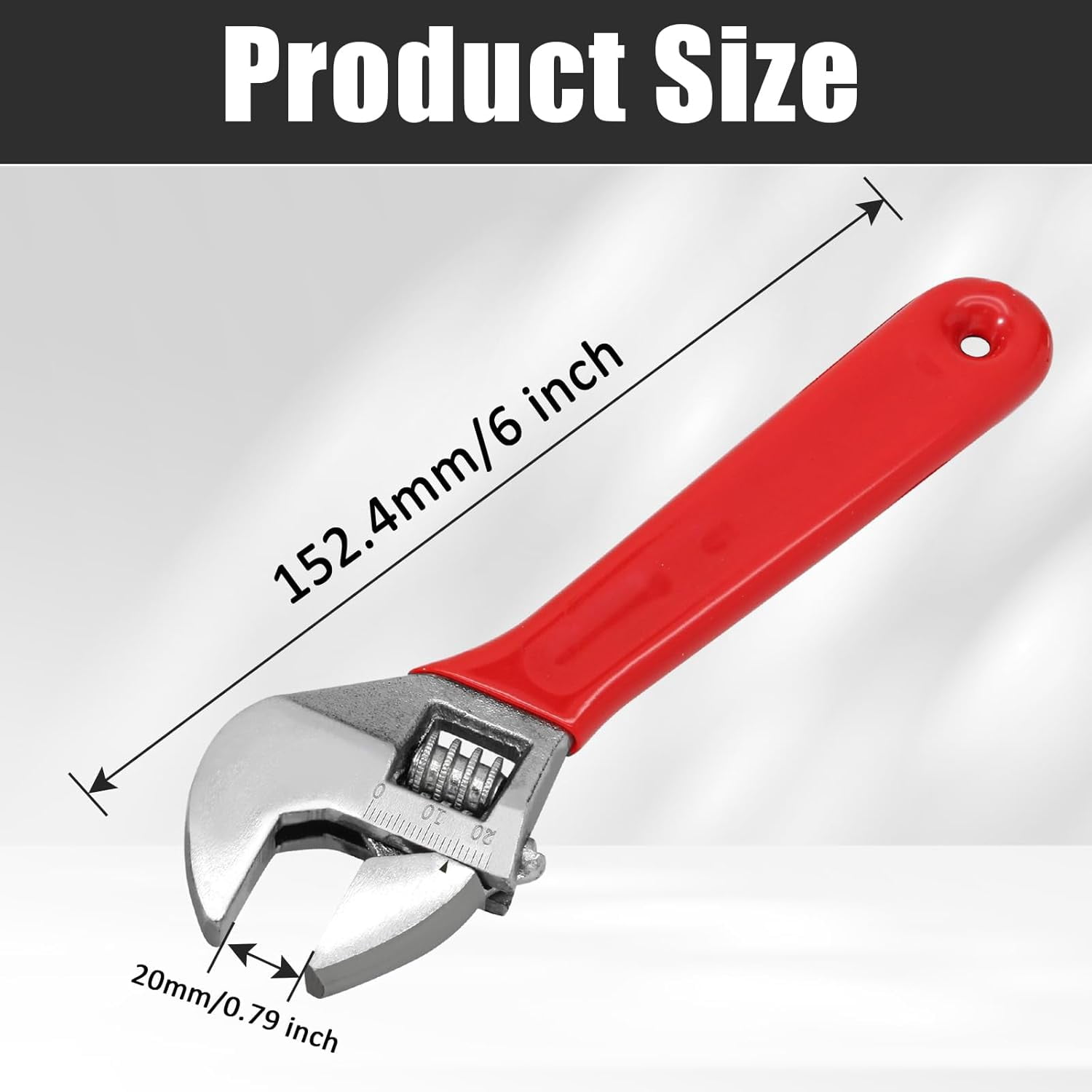 MKEUDQ-8 Inch Adjustable Wrench, Wide Jaw Black Oxide Wrench, Cr-V Steel with Cushion Grip, Metric & SAE Scales for Workshop, Home, Garage and Professionals