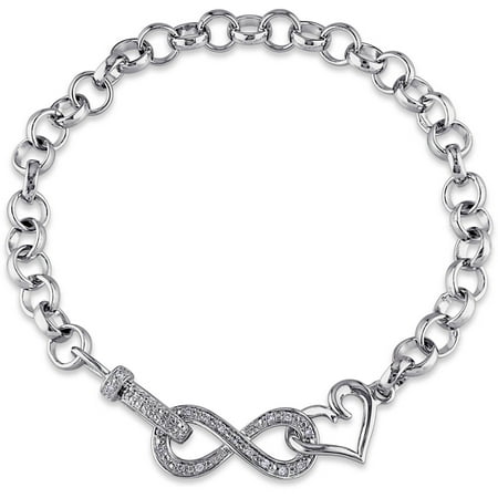 Miabella Diamond-Accent Sterling Silver Infinity Heart Bracelet, 7.5