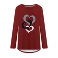 thumbnail image 3 of Long Sleeve Shirts for Women Dressy Casual Crew Neck Hem Flowy Tops Color Block Geometry Printed Oversized Loose Tunic Shirts Graphic Tees for Spring Fall #B06-Orange S, 3 of 4