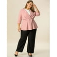 thumbnail image 4 of GRACE & GRANDEUR Women's Plus Size Solid V-Neck Ruffle Ruched Peplum Blazer, 4 of 6