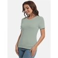 thumbnail image 5 of Women's Crew Neck Ribbed Fitted Shirt Basic Short Sleeves Summer T Shirt Tops, 5 of 7