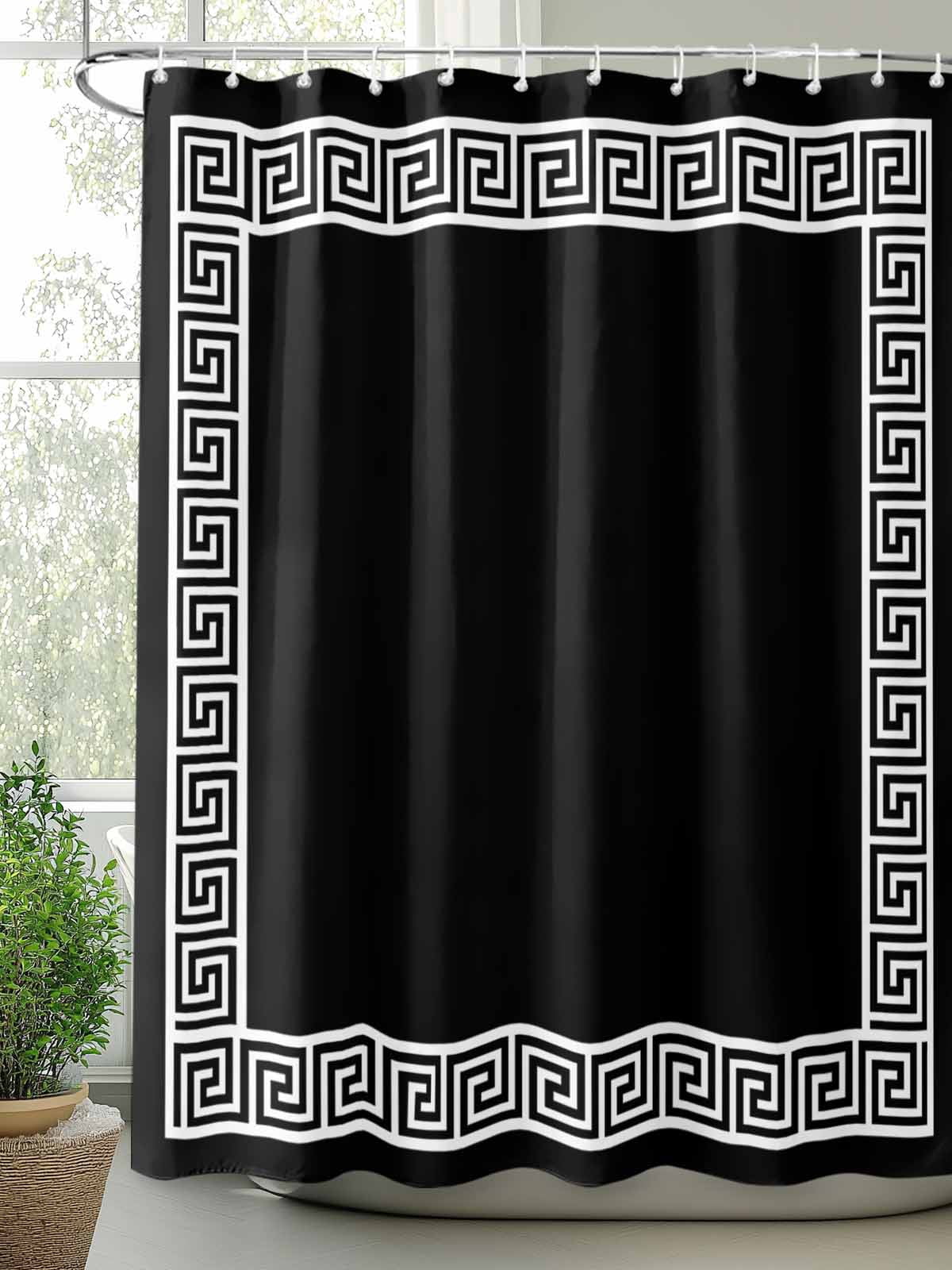 Boanket Polyester Fabric Black Shower Curtain, Modern Geometric Abstract Art Aesthetics Waterproof Bathtub Curtain Bathroom Decor Set with Hooks 72 x 96 Inches,