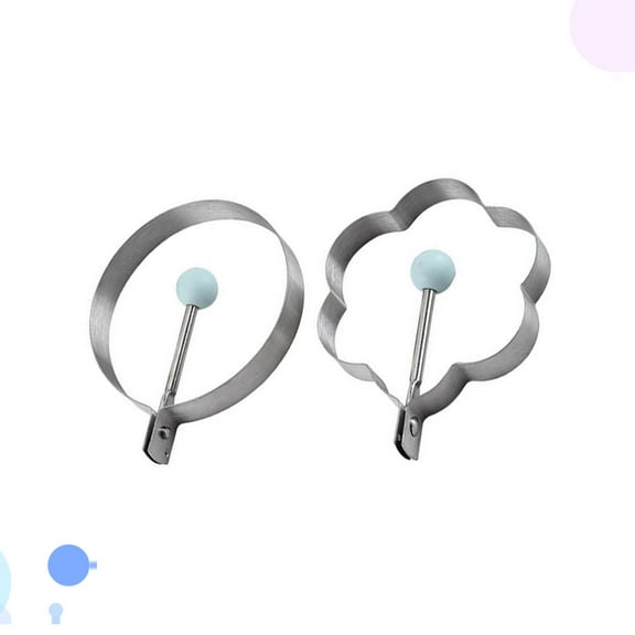 Masteelf 2pcs Multi Stainless Steel Egg Frying Mold for Kitchen with Creative Shape and Easy Release 4 Inch