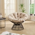 thumbnail image 2 of S-HOME Modern Ergonomic Brown Wicker Papasan Chair with Cushion, 360° Swivel Design for Living Room or Outdoor Use, Beige, 2 of 16