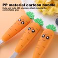 thumbnail image 4 of Cucharas, tenedores y cucharas para raspar barro para niños con forma de zanahoria Hukapapa, juego de vajilla para bebés de acero inoxidable de tres piezas, 4 of 6