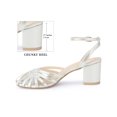 thumbnail image 2 of BLISSFUL STEP Round Toe Ankle Strap Chunky Heels Sandals for Women Silver (Size 5.5), 2 of 7