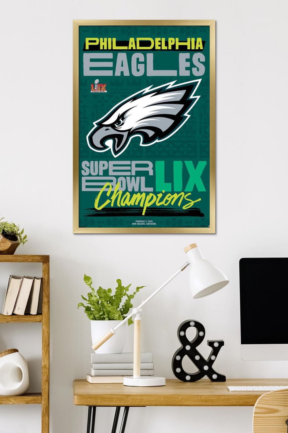 NFL Philadelphia Eagles - Super Bowl LIX Team Logo Wall Poster, 22.375" x 34" Framed