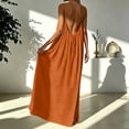 thumbnail image 4 of Wsysadlol Under $20 Womens Dresses Women Summer Boho Maxi Dress Sleeveless Gradient Color Spaghetti Strap Backless Flowy Beach Dress Casual Loose Cover Up Dress, 4 of 7