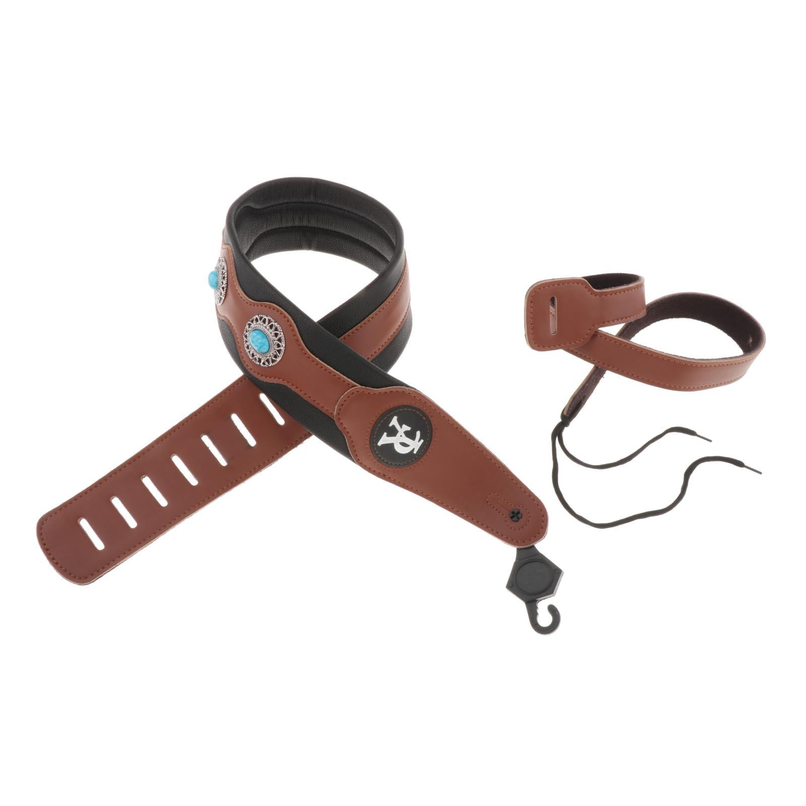 LeeQinersw 2Pcs Leathers Double Stitched Leather Guitar Strap 3 inches Adjustable